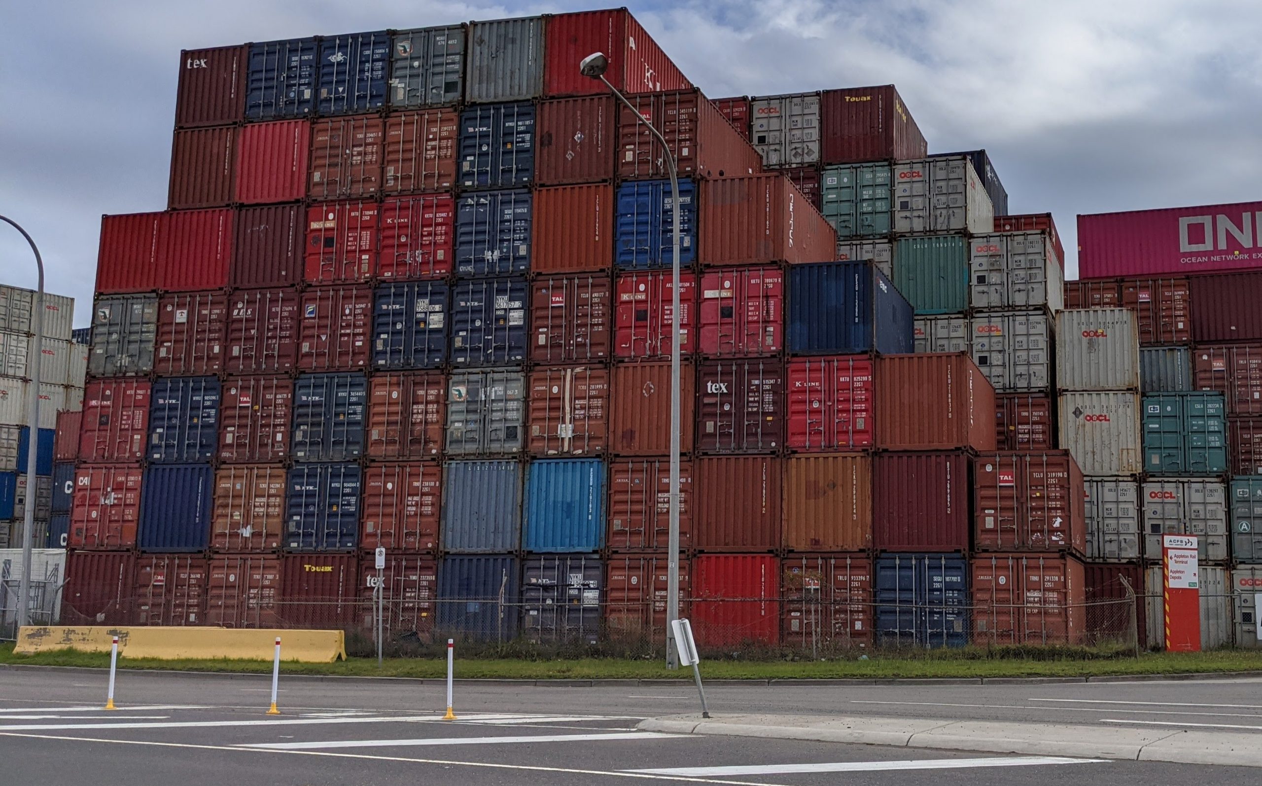 Shipping containers stacked together 